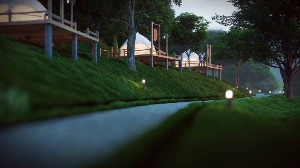 Phối cảnh công trình khu Camping Mộc Châu được thiết kế bởi CTY CP KIẾN TRÚC HP