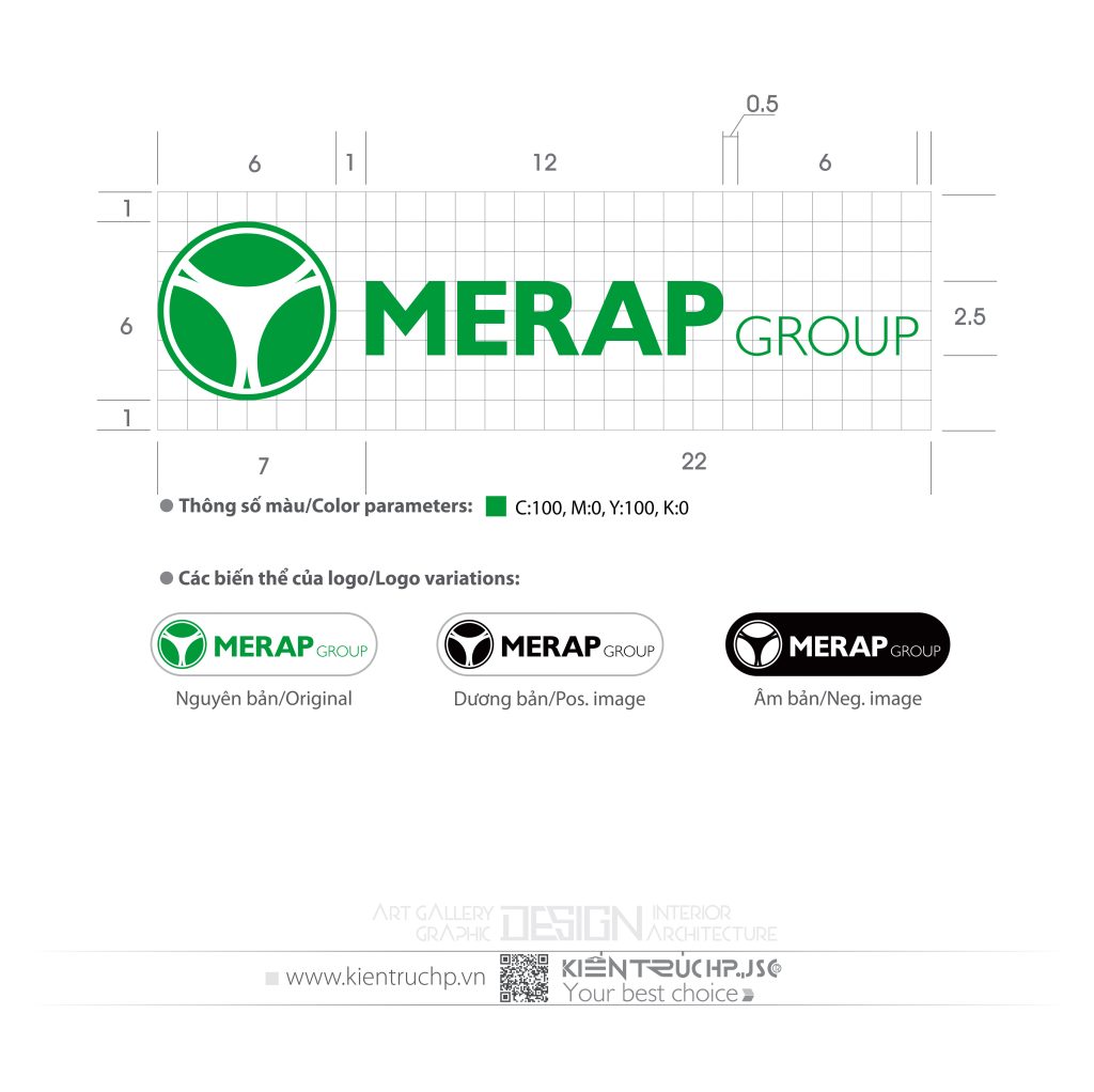”Logo Tập đoàn dược phẩm Merap Group” được thiết kế bởi KIẾN TRÚC HP năm 2008