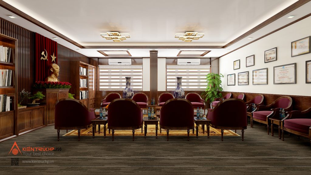 Phối cảnh nội thất phòng họp công ty than Mạo Khê- TKV (Thiết kế tháng 7 năm 2020)