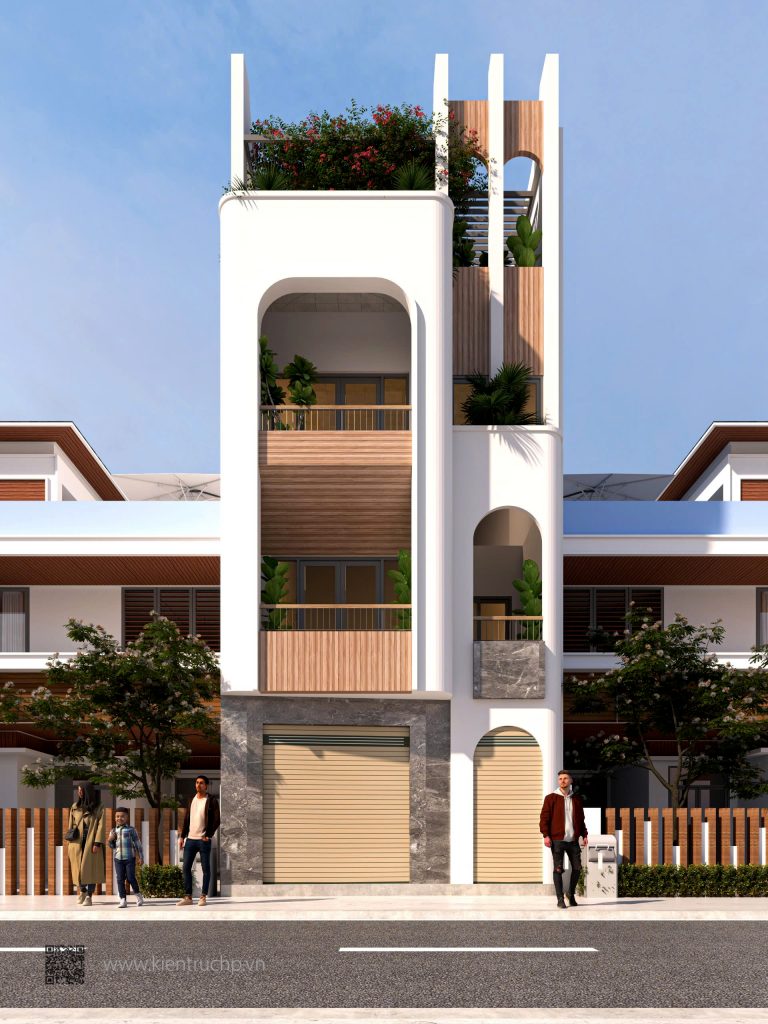 Phối cảnh tổng thể kiến trúc công trình thể hiện trên 3D được thiết kế bởi CTY CP KIẾN TRÚC HP