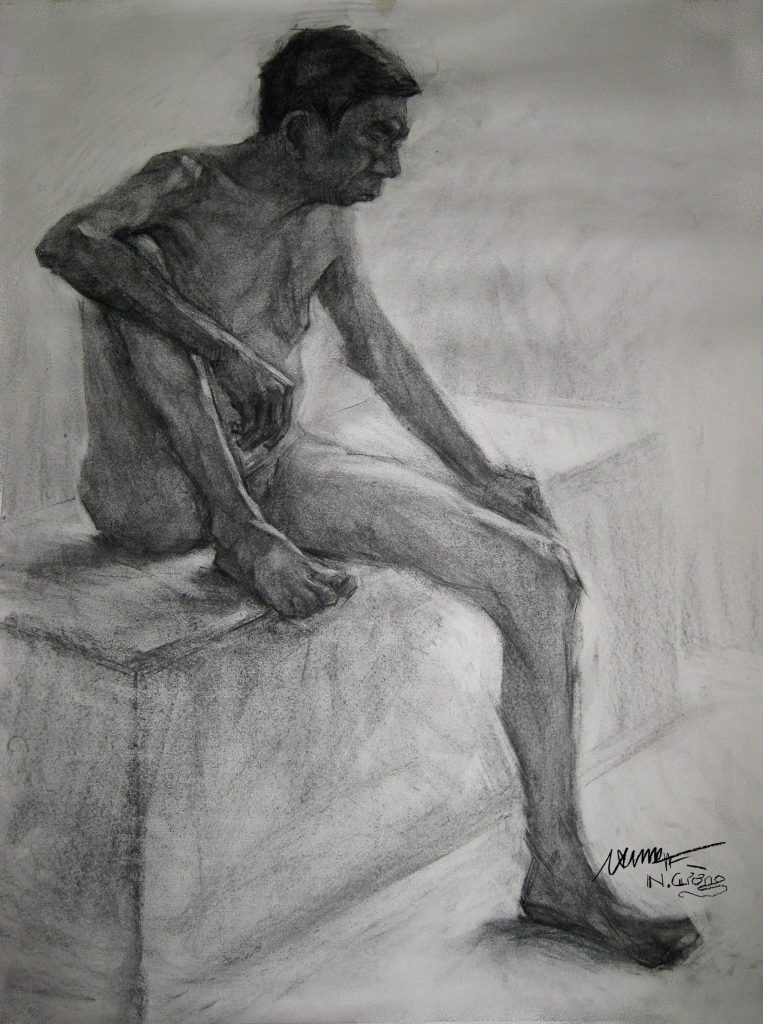 Vẽ người (toàn thân; chất liệu than)